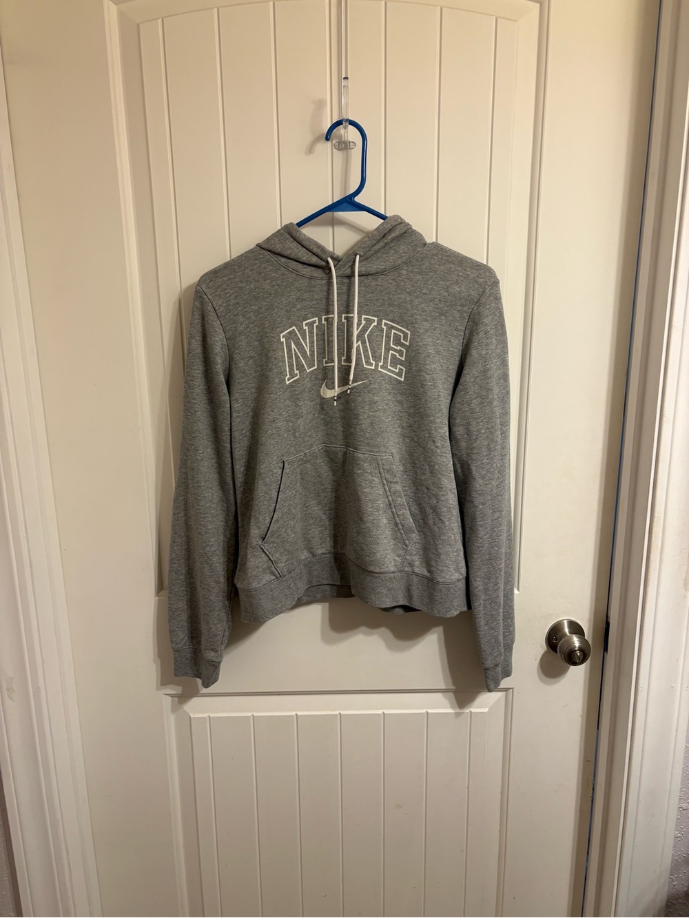 Nike Heather Gray Hoodie with White Logo